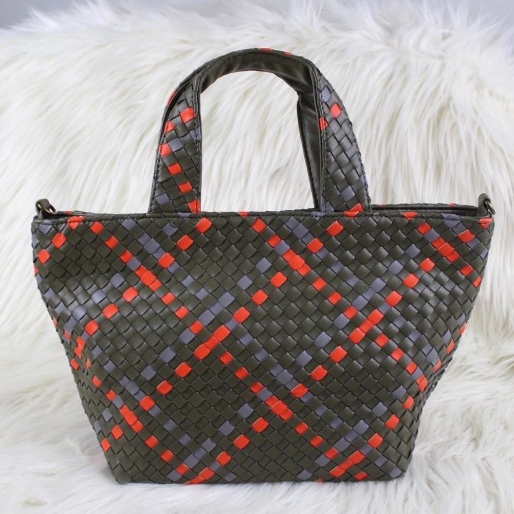 Anthropologie Green & Orange Woven Shoulder Bag